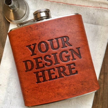 Load image into Gallery viewer, CUSTOM LEATHER WRAPPED FLASK